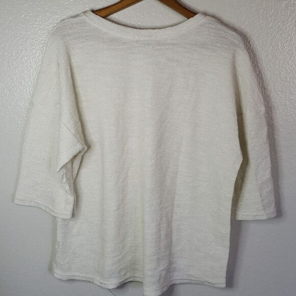 Lo Posh White Shimmery Studded Top Sz M - Picture 8 of 9